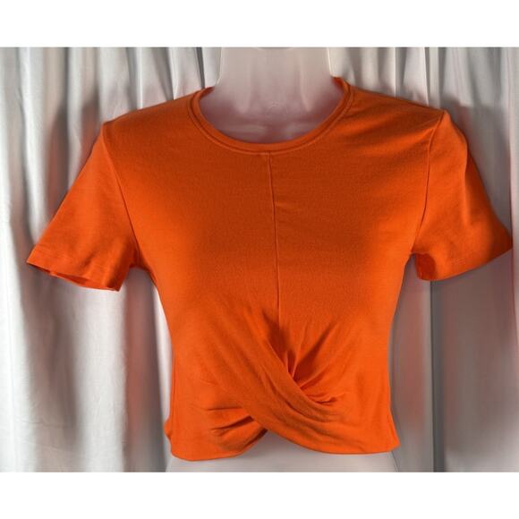 Zara Tops - Zara Short Sleeves Cropped Cotton Blend Top, Orange , Sz: S, 83-37